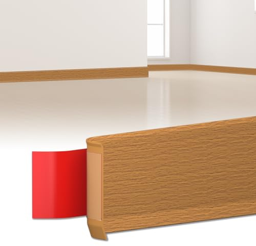 LIHIQIYA Flexibel Weichsockelleiste Selbstklebend Breit YellowOak 80x20mm6M | Sockelleiste Selbstklebende Abschlussleiste küchenarbeitsplatte aus PVC, Flexibel Knickleiste Bodenleiste für Baden Küche