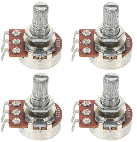 Cabilock 4 Stück Gitarrenpotentiometer 500k Metall Lautstärkeregler Stereo mit Kurzem Geteiltem Schaft für E-gitarren Vielseitig Einsetzbar