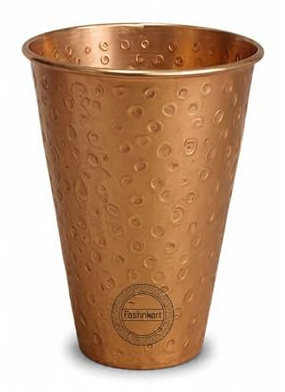 Fashnkart Pure Copper Glasses Drinking Water Ayurvedic Health Pure Tumblers Copper Cups 16.90 Oz 500 Ml (Big Hammered)