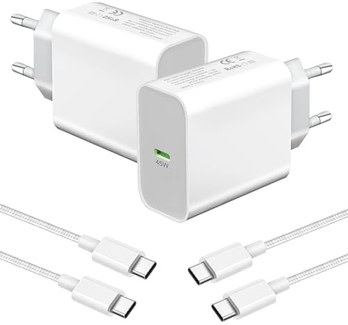 45W USB C Samsung Ladegerät für Galaxy S26 Ultra/S25 S24 A56 A36 A57 5G A55 | Schnellladegerät Schnellladekabel für Samsung S26 Plus/S25 Plus S23 FE/S22,A17 A26 A54 A34 Typ C Handy Netzteil Stecker,2Pack