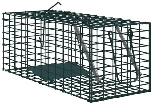 QUAHEAS Djurfälla, grön av stål, 31 x 13 x 12 cm, väderbeständig och korrosionsbeständig, för inomhus- och utomhusbruk, hållbar skadedjursfälla med industriell design, perfekt för jakt, utomhus, skog