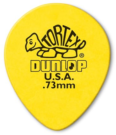 Dunlop 413 Tortex Tear Drop Guitar Pick 0.73 mm Yellow Pack of 72