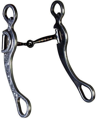 Aime Imports Western AL Engraved Snaffle Long Shank Bit