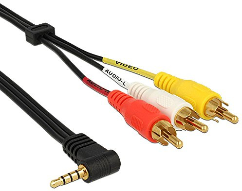 DELOCK Kabel Klinke 3,5mm 4 Pin ST gewinkelt auf 3x Cinch ST 1,5m