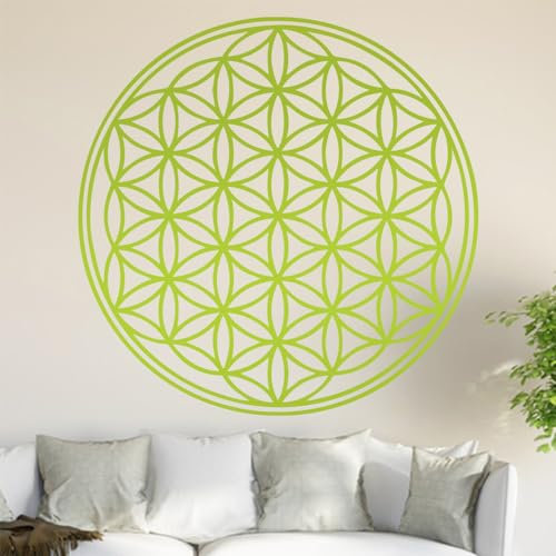 Kiwistar Blume des Lebens - Baum Wandtattoo in 6 Größen - Wandaufkleber Wall Sticker - Dekoration, Küche, Wohnzimmer, Schlafzimmer, Badezimmer (20 x 20 cm, 63_lindgruen)