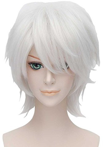 FALAMKA Weiß Perücke Kurz Cosplay Anime Perücke Halloween Unisex