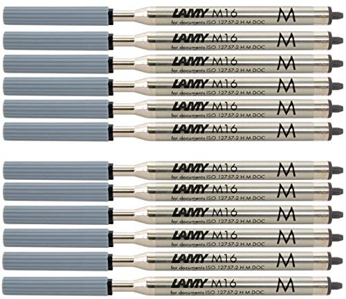 Lamy Kugelschreiber-Groraummine aus Metall, dokumentenecht, Strichbreite: M, Metallmine mit einer Strichbreite von 0,5 mm und einem Taschen Clip fr eine sichere Befestigung, Schwarz, 12er Pack