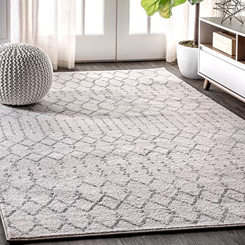 JONATHAN Y MOH101B-8 Moroccan HYPE Boho Vintage Diamond Indoor Area Rug, Bohemian, Southwestern, Casual Easy Cleaning, Bedroom, Kitchen, Living Room, Non Shedding, Cream/Gray, 240 cm X 300 cm