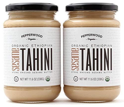 Organic Hulled Sesame Tahini Paste - Stone-Ground - Silky Smooth Texture in Hummus, Dips, Dressings - Unsalted, Nut-Free, Kosher, Paleo, Keto 330g Glass Jar (2-Pack) Pepperwood Organics