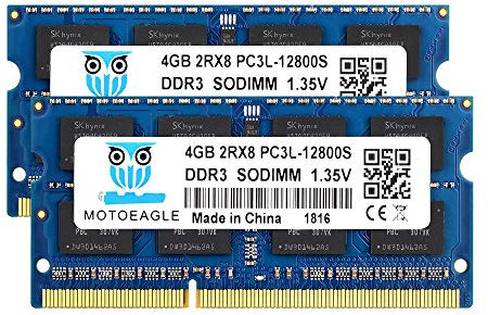 motoeagle 2x4GB DDR3L-1600 SODIMM RAM, PC3 PC3L 12800S 4GB 8GB kit, 204-Pin 2Rx8 DDR3 1600MHz Arbeitsspeicher,Unbuffered Non-ECC 1.35V CL11 Dual Rank Notizbuch
