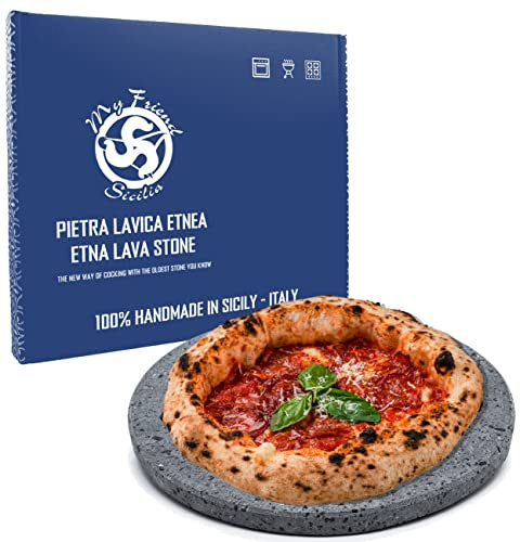 - Lavastein Ätnea Pizza - Rund Durchmesser 35 cm - Gesundes und natürliches Kochen (Lavastein) - ideal für Smeg Pizzaofen