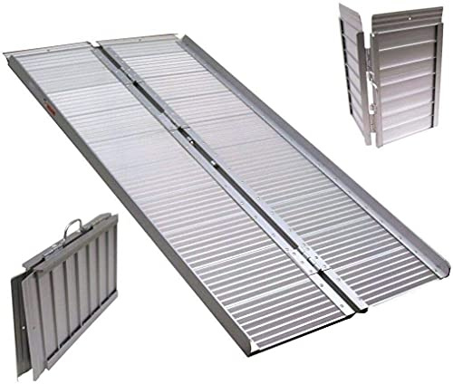 Alu Rampe Rollstuhlrampe 182cm 270kg -06065- klappbare Rollstuhl Laderampe 1,8m faltbare Aluminium Rampe AWZ