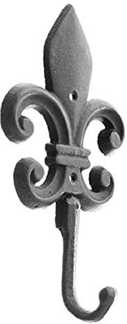 linoows Haken, Wandhaken französische Lilie, Garderobenhaken, Kleiderhaken, Gusseisen
