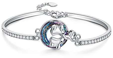 AOBOCO 925 Sterling Silber Elefant Armband Damen, Hochzeitstag Geburtstagsgeschenke für Frauen Freundin Sie