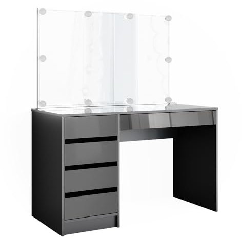 Vicco Schminktisch Sherry, Anthrazit Hochglanz, 120 cm mit LED Beleuchtung