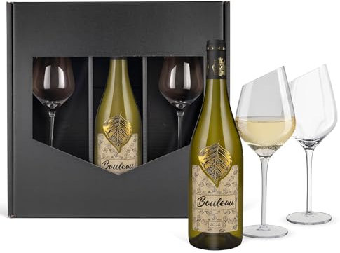Bouleau Weißwein Sauvignon Blanc (0,75 l) im Geschenkkarton mit 2 Weißweingläsern