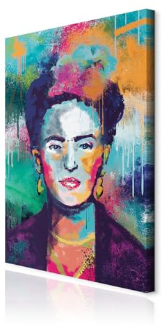 decomonkey Wandbilder Frida Kahlo 60x90 cm 1 Teilig Leinwandbilder Wanddeko | Strukturleinwand, Holzkeilrahmen, Bild auf Leinwand, Kunstdruck, Wohnzimmer, Wanddekoration, wie gemalt, Kunst, Porträt, Bunt