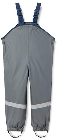 Playshoes Pantaloni fango, salopette antipioggia, fodera in tessuto, Pantaloni antipioggia antivento e impermeabili Unisex - Bambini e ragazzi, grigio scuro, 116
