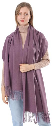 ACNCN Damen-Schal, Kaschmir, Pashmina, 300 g, extra groß, Kaschmir, dicke Schals für den Winter, Taro Violett