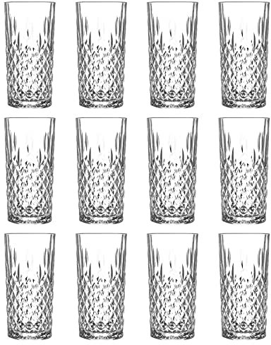 LAV 12x Clear 355ml Odin Highball Glasses - Tall Hi Ball Glass Water Gin Juice Cocktail Drinking Glassware Tumblers Set