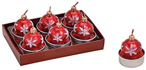 Teelicht Christbaumkugel, rot (6er Set) - Teelichte Weihnachten Weihnachtskugel, Kerze Advent, Adventskranz