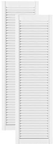DecoMeister Lamellentüren weiß lackiert aus Holz Massivholz Holztür Schranktür mit offenen Lamellen für Kleiderschrank Möbelfronten 394x1406 mm 2-er Pack