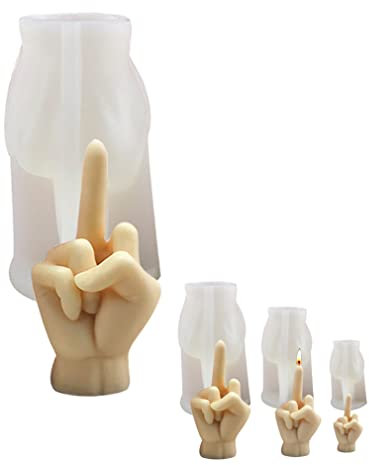 HIUHIU Mittelfinger-Kerzenform, 3D Handgeformte Silikonharzform Für Duftkerze/Seife/Wachs/Kuchenform,L