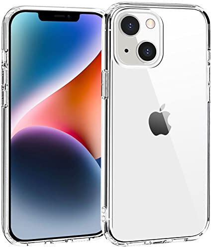 TENOC Phone Case Compatible with iPhone 13 & iPhone 14, Clear Case Anti-Yellowing Protective Bumper Hard Back Cover for 6.1 Inch