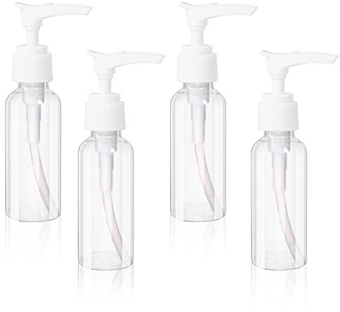 4 Pack Transparent Travel Bottles Pump Bottle Clear Mini Soap Dispenser Plastic Foamer Bottle Travel Pump Bottle for Lotion, Toiletries, Shampoo