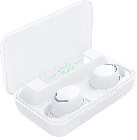 Ear Buds Wireless Earbuds, Bluetooth 5.3 Headphones In Ear, Bluetooth Earphones with Built-in Microphone, Wireless Ear Buds, Bluetooth Earbuds with Mic, USB Charging Case, Dual Connect, White