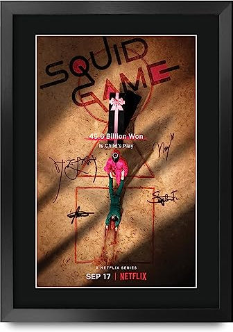 HWC Trading FR A3 Squid Game Geschenke Gedrucktes Signiertes Autogramm Poster für Fans von Fernsehn Memorabilien - A3 Gerahmt