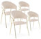 INTENSE DECO Lot de 4 chaises Margaux Velours Beige Pieds Or