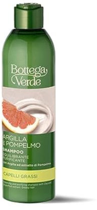 Bottega Verde - Shampoo Ton und Grapefruit, Shampoo für fettiges Haar, 250 ml, ausgleichende und reinigende Wirkung, mit Ton und Grapefruit-Extrakt