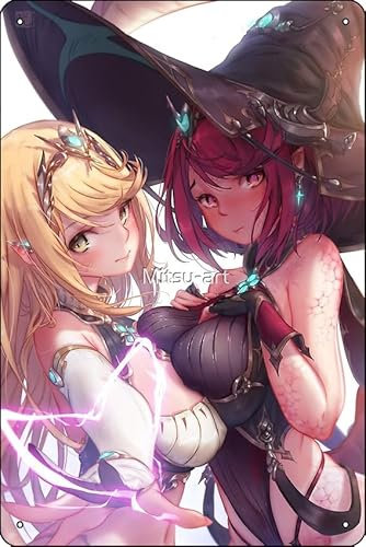 Pyra und Mythra | Xenoblade 2 Poster 20,3 x 30,5 cm lustiges Metall-Blechschild Spielzimmer Männerhöhle Wanddekoration