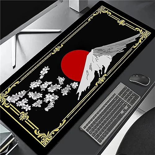 Alfombrilla de Ratón Grande XXL 1200x600x2mm Gaming Mouse Pad Montaña De Dibujos Animados Alfombrilla Escritorio con Bordes Cosidos Textured Superficie Lavable Velocidad para PC, portátil