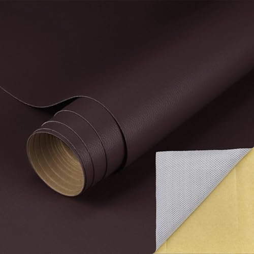 Kunstleder Selbstklebend 43x300cm,Leder Reparatur Set Besteht aus Stark Klebendem Material,Hat Eine Starke Haftung,Kunstleder Reparaturset für Möbel,Sofas, Autositze, Taschen (dunkelbraun)