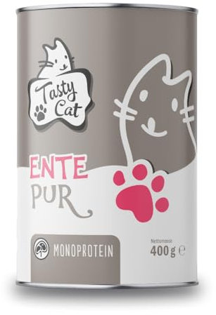 Tasty Cat Nassfutter für Katzen Mono Ente pur 6 x 400g. | getreidefrei | zuckerfrei | Monoprotein