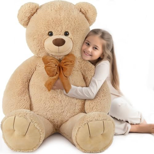 MorisMos Oso de Peluche Gigante, 120cm Marrón Osito Peluche Grande, Kawaii XXL Suave Osito Animales de Peluche 1.2m Teddy Bear Regalo para Niños Novia Cumpleaños San Valentín Decoración
