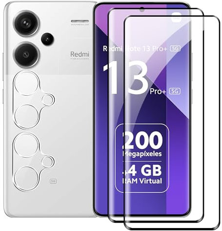 Effcotuo 2 Pièces Verre Trempé pour Xiaomi Redmi Note 13 Pro Plus/Pro+ 5G Protection écran 2 Pièces Caméra Arrière Protecteur Film Anti Rayures sans Bulles d'air -Ultra Transparent 9H Glass