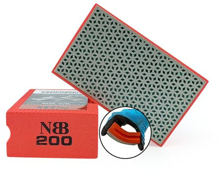 NBB Almohadilla diamantada a mano para lijar o pulir, bloque diamante de lijado/pulido con respaldo de esponja flexible para moliendar piedra granito cerámica azulejo vidrio madera metal (1, 200#)