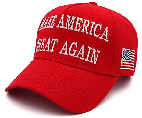 Trump 2024 Mütze 45-47 MAGA Hat Make America Great Again Donald Trump Slogan mit USA-Flaggen-Stickerei, verstellbare Baseballkappe, Maga-1 Stück, Rot, Einheitsgröße-M