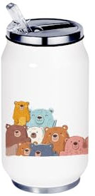 Super fabric - Botella de agua (termo 24 horas) reutilizable de 330 ml a 750 ml, la familia del oso (lata de acero inoxidable, 330 ml)