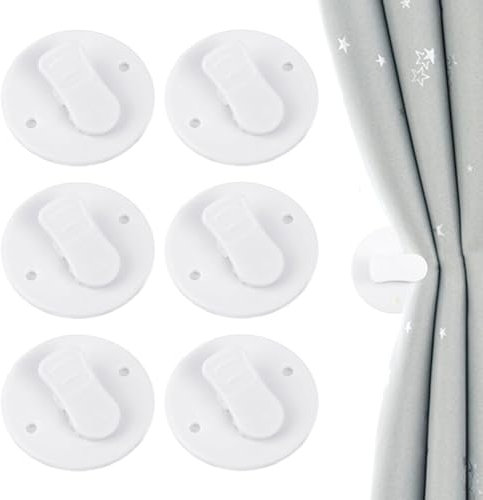 6 Stück Duschvorhang Clips,Schutz Spritzschutz Clips,Duschvorhang Halterung,Selbstklebende Duschvorhang Clips,Winddichte Schutz Clips Klammern für Dusche Hängend Camper Badezimmer Home Dekoration