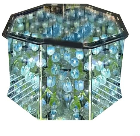 PETSTIBLE Quadratisches Nachtlicht, 20 Blumen Tulpen Nachtlicht Spiegel Handgemachte Quadratische Spiegel Tulpen Tischlampe (B)