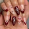 Ceboic 24Pcs French Tip Almond False Nails, Medium Glossy Cherry Red Press on Nails with Bow Design, Removable Full Cover Acrylic Stick on Nails for Women Girls Nail Art Accessories