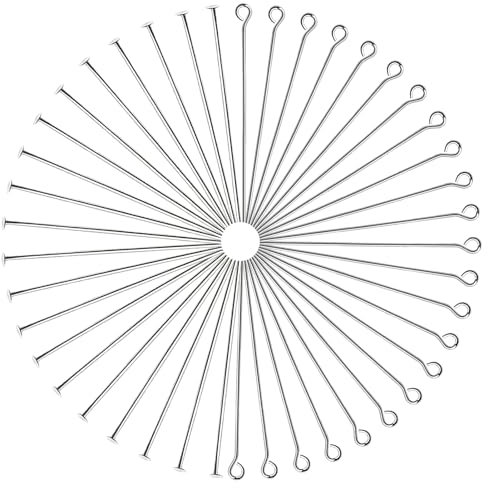 TOAOB 200 Stück Silber Edelstahl Nietstifte Kugelkopf und Flachen Kopfstifte 40 mm für Ohrring Schmuckherstellung