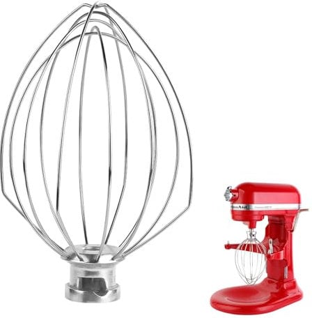 6 Wire Whisk Attachments for KitchenAid 5-6Quart Mixer, Bowl Lift Stand Mixer Accessories, 6-Quart Stainless Steel Whisk, Egg Cream Whisk, Cake Mayonnaise Whisk, For Multiple Models