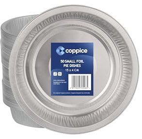 Coppice Strong Small Aluminium Foil Pie Dish for Baking, Serving & Food Storage | 15cm x 4cm | Freezer, Microwave, Air Fryer & Oven Safe (50)