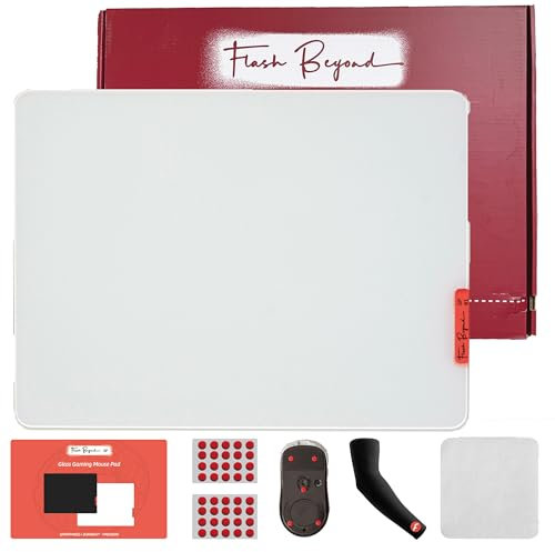 flash Beyond Glas-Gaming-Mauspad – Premium-Glas-Pad mit rutschfester Gummiunterseite – glatte, präzise Tracking, langlebige Oberfläche für High-Speed-Gaming, ideal für FPS-Spieler (Weiß, 50 x 40 cm)