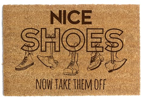 Happenings Kokos-Fußmatte - Lustige Fußmatte mit Aufschrift Nice Shoes - Als Geschenk - Fußmatte für Zuhause (60x90cm)